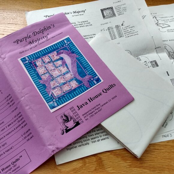 Vintage 90s Dolphin Quilt Sewing Pattern 60x66 - Picture 7 of 11